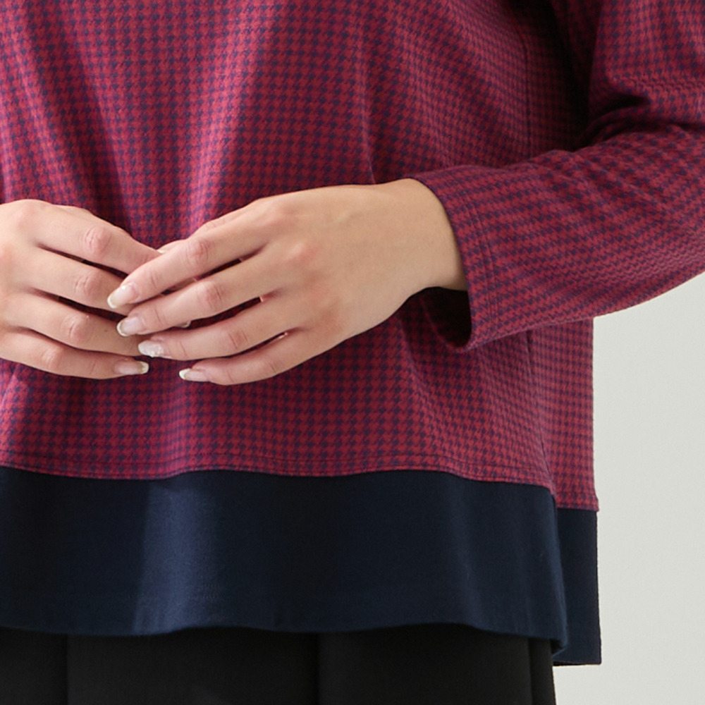 【洗える・3L/4Lサイズあり】千鳥柄カットソー12