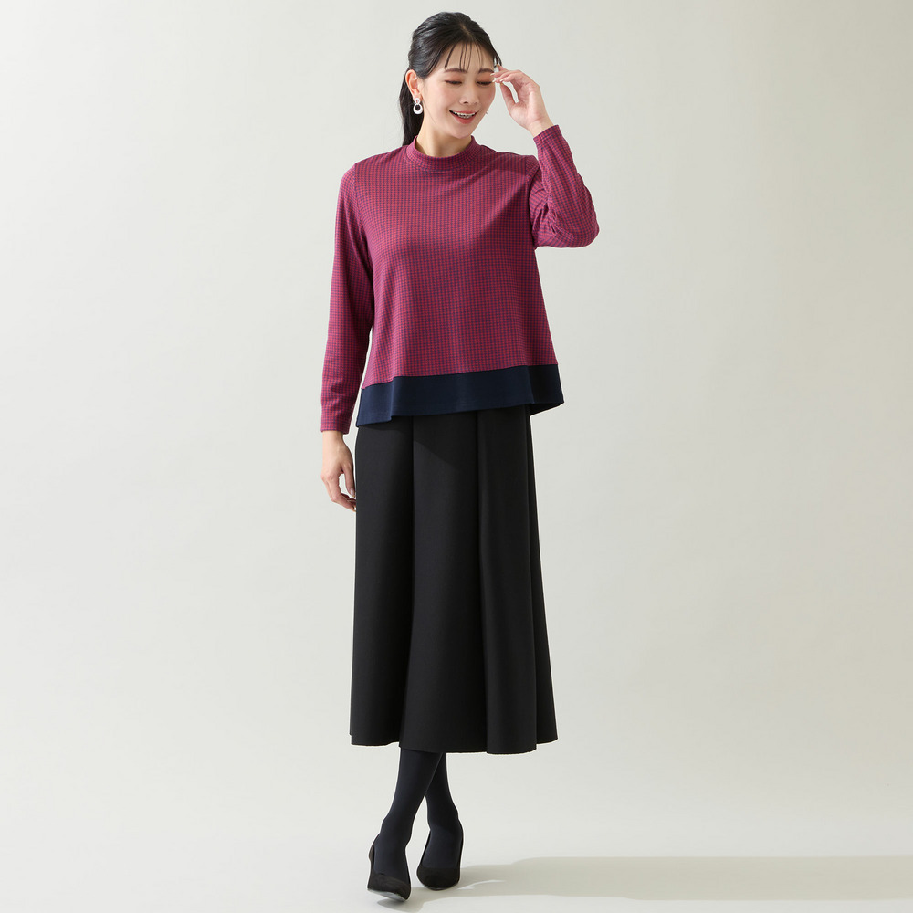 【洗える・3L/4Lサイズあり】千鳥柄カットソー13