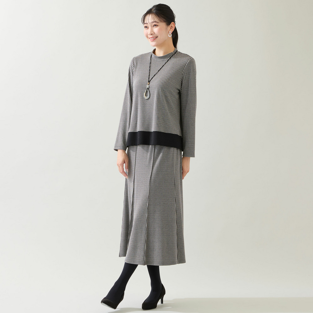 【洗える・3L/4Lサイズあり】千鳥柄カットソー4