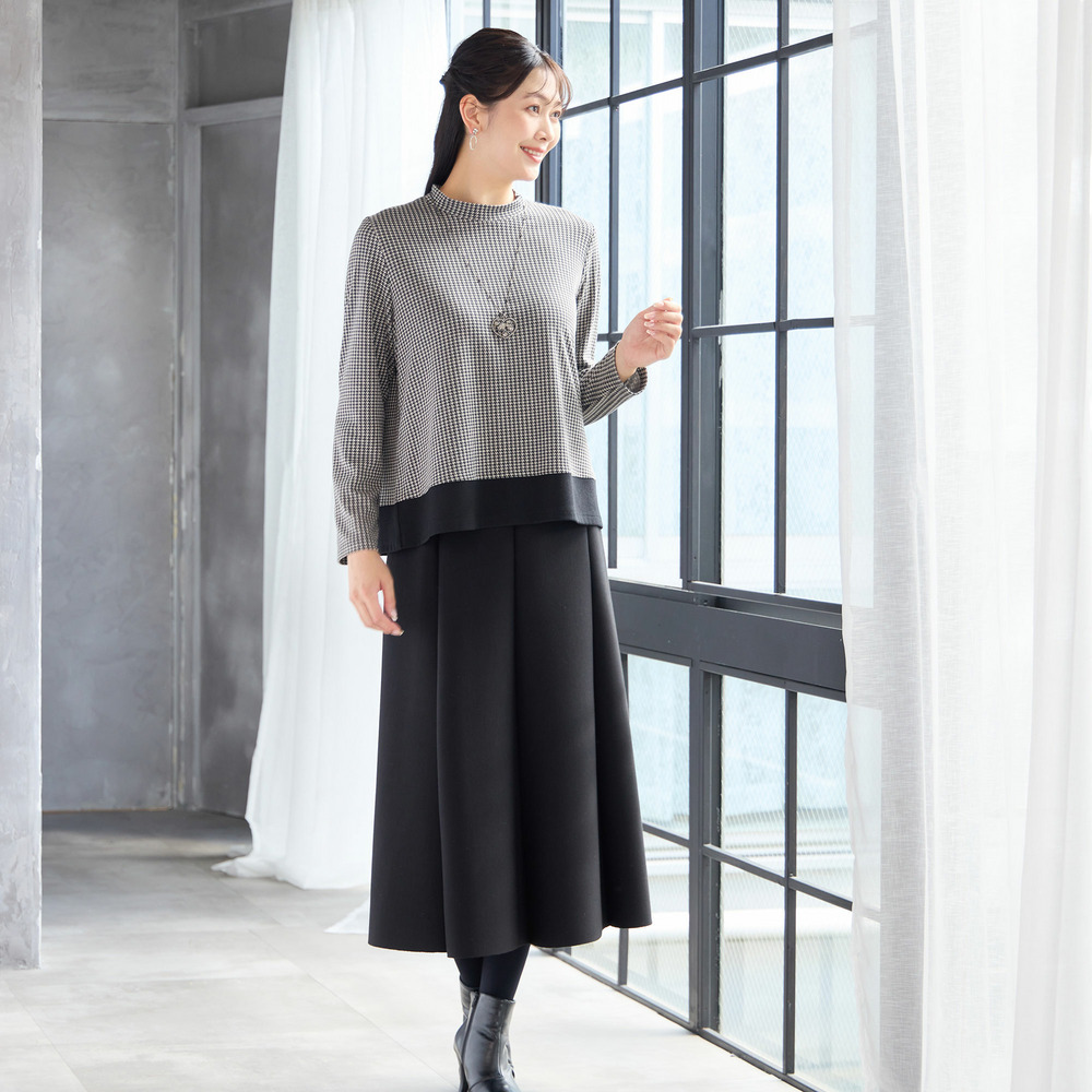 【洗える・3L/4Lサイズあり】千鳥柄カットソー5