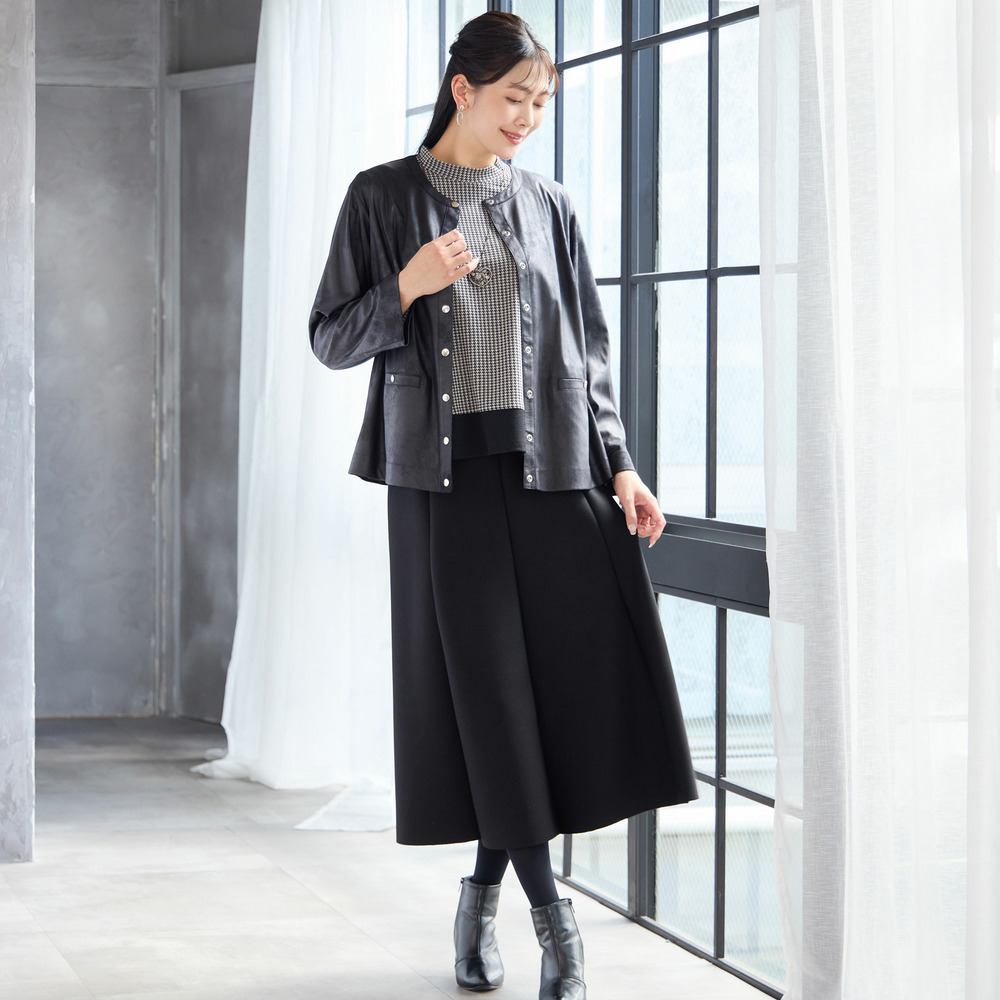 【洗える・3L/4Lサイズあり】千鳥柄カットソー7