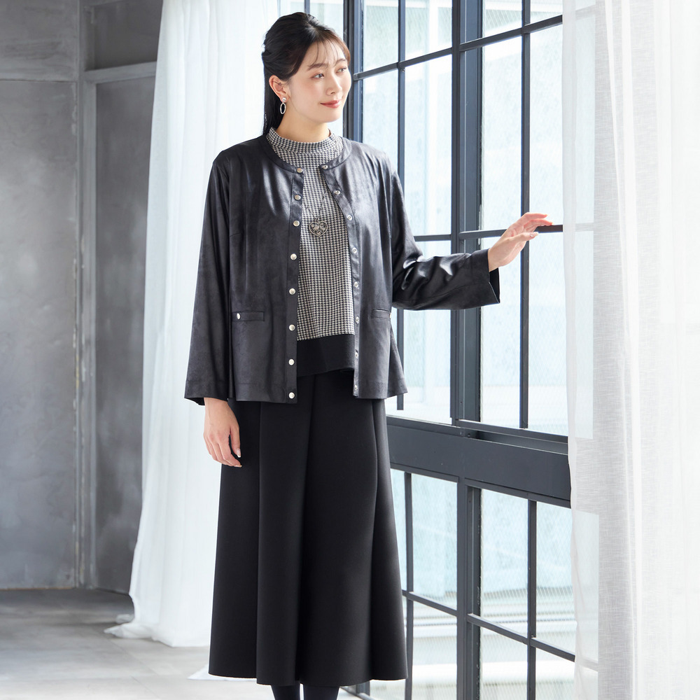 【洗える・3L/4Lサイズあり】千鳥柄カットソー9