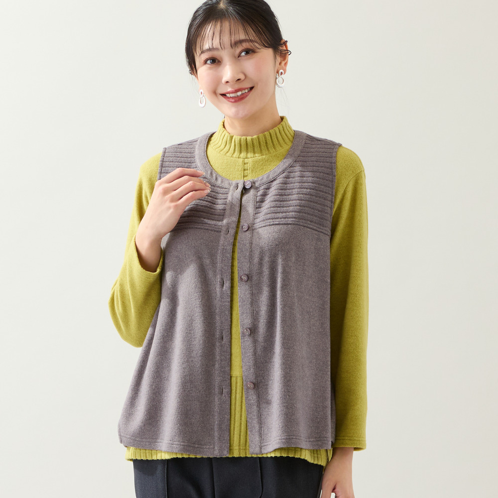 【洗える・3L/4Lサイズあり】ふんわり起毛ベスト1