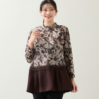 【洗える・3L/4Lサイズあり】花柄ペプラムカットソー