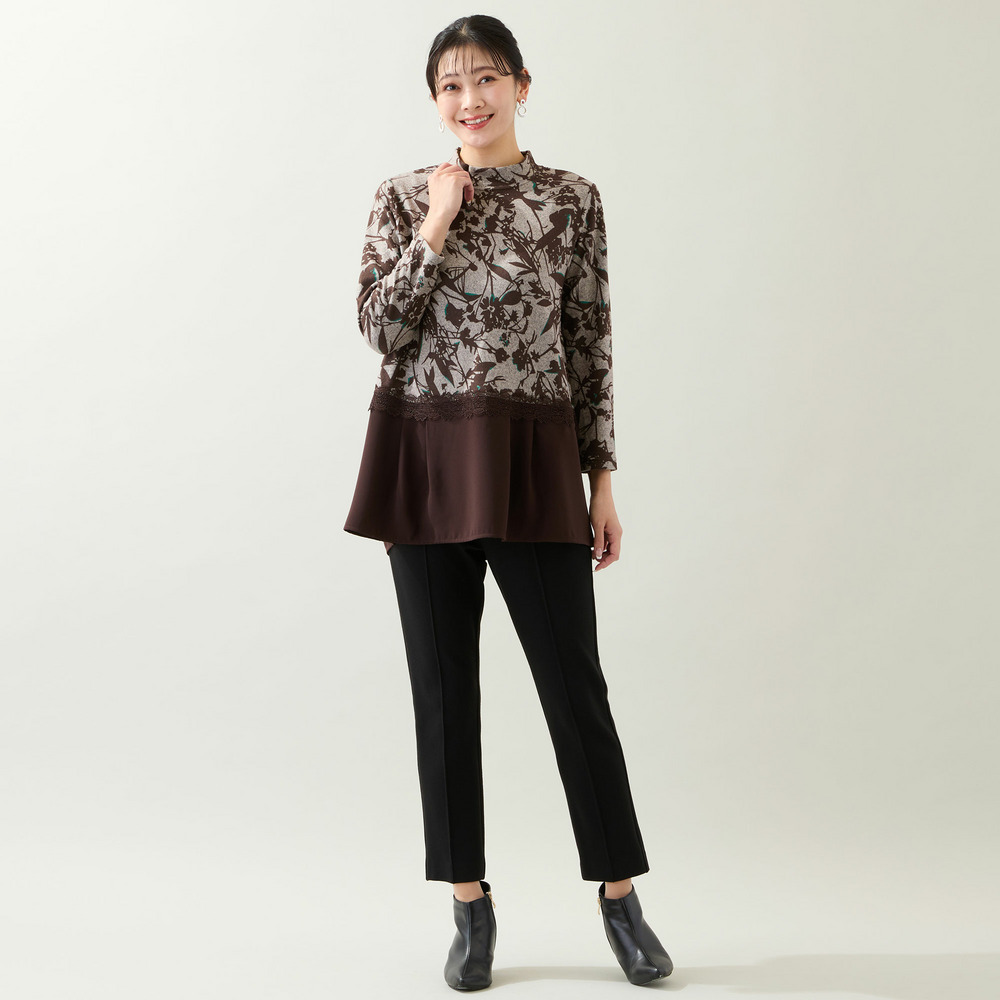 【洗える・3L/4Lサイズあり】花柄ペプラムカットソー5