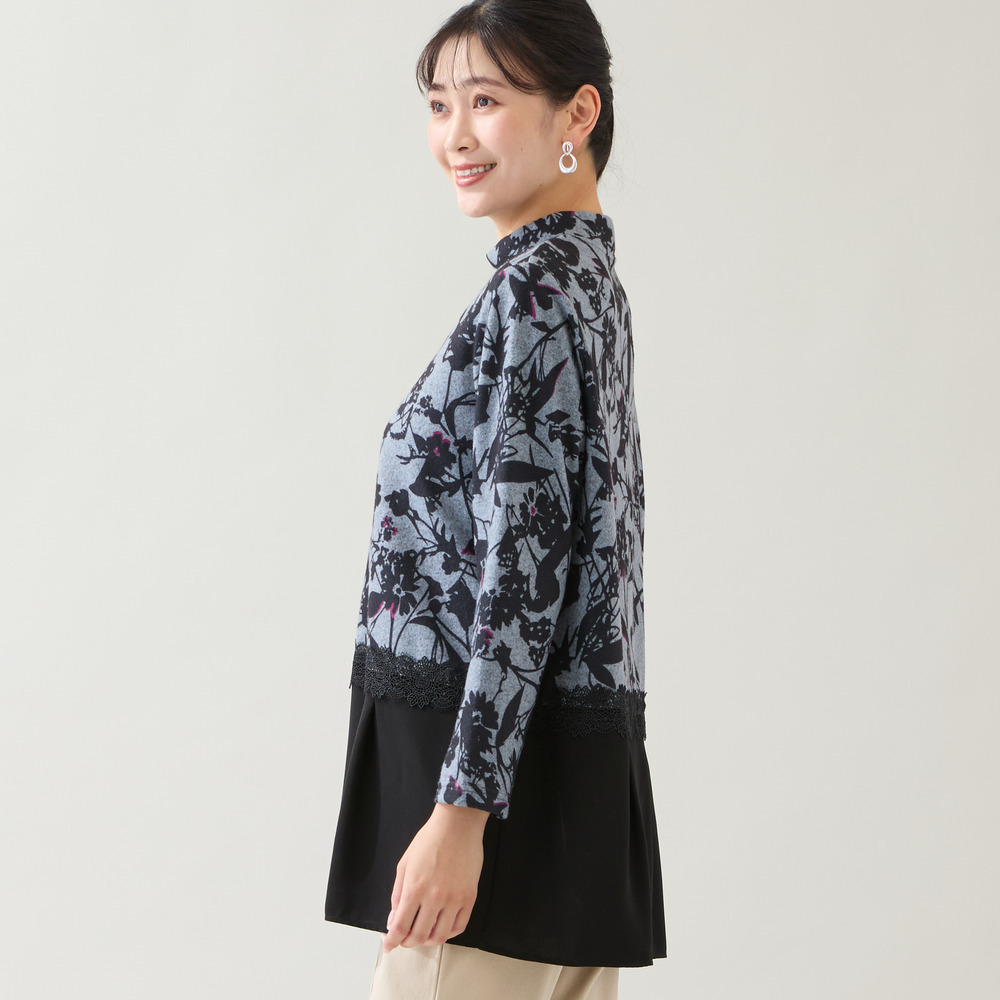 【洗える・3L/4Lサイズあり】花柄ペプラムカットソー8