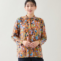 【洗える・日本製・3L/4Lサイズあり】花柄起毛カットソー