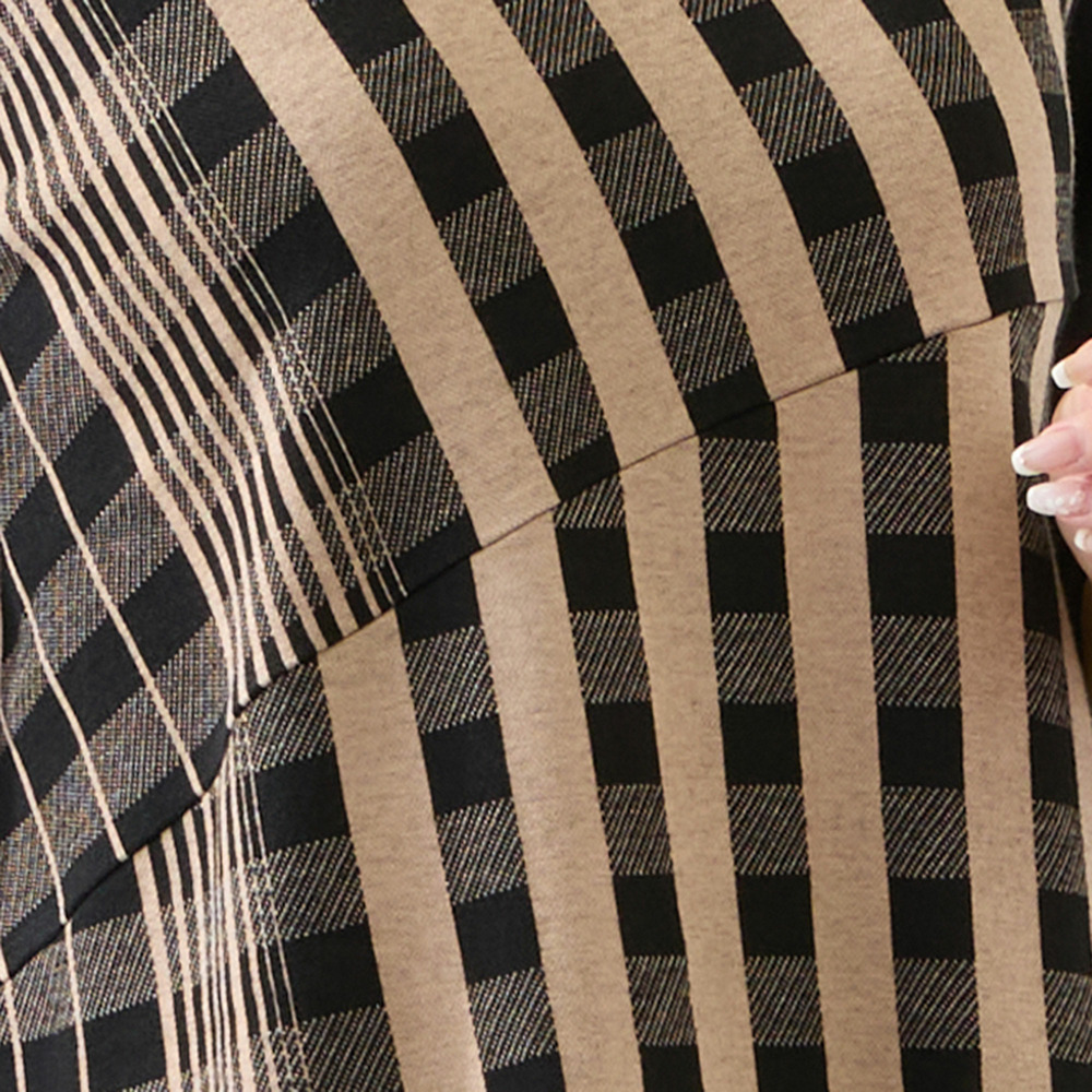 【洗える・日本製・3L/4Lサイズあり】裾フレア チェック柄カットソー10