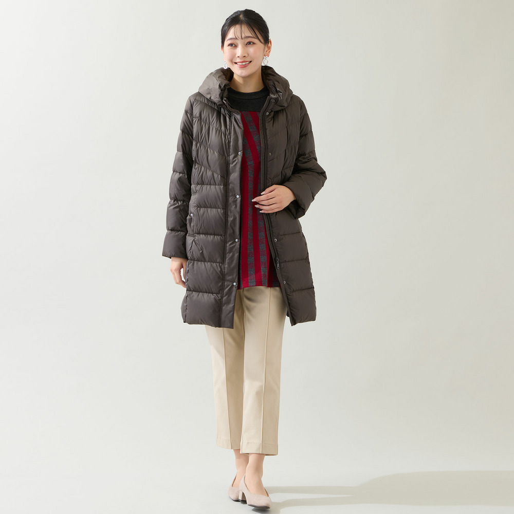 【洗える・日本製・3L/4Lサイズあり】裾フレア チェック柄カットソー6