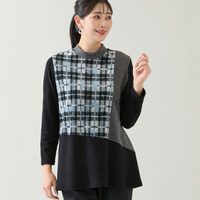 【洗える・日本製・3L/4Lサイズあり】ブロッキングトップス