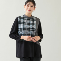 【洗える・日本製・3L/4Lサイズあり】ブロッキングトップス