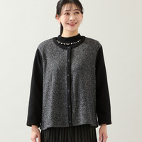 【洗える・日本製・3L/4Lサイズあり】起毛ジャカードカーディガン