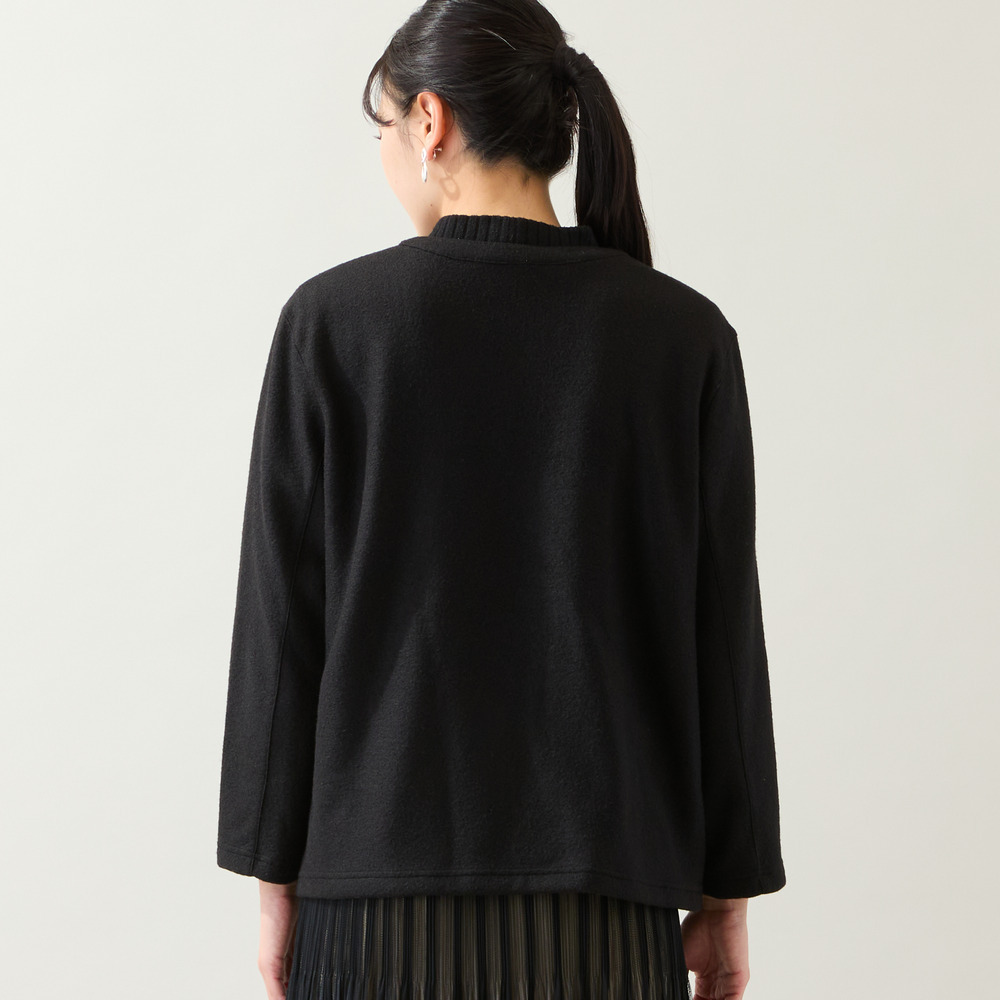 【洗える・日本製・3L/4Lサイズあり】起毛ジャカードカーディガン1