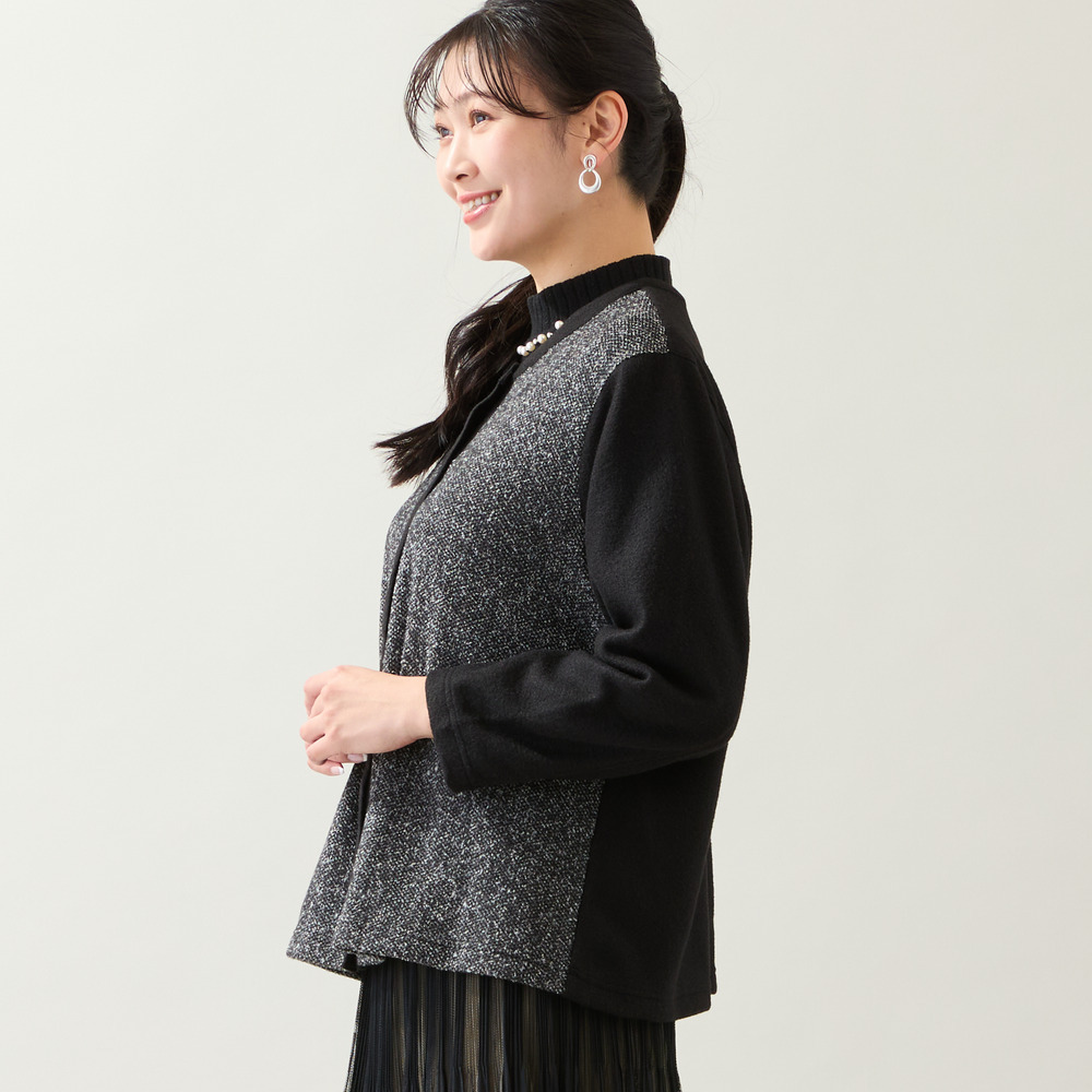 【洗える・日本製・3L/4Lサイズあり】起毛ジャカードカーディガン2