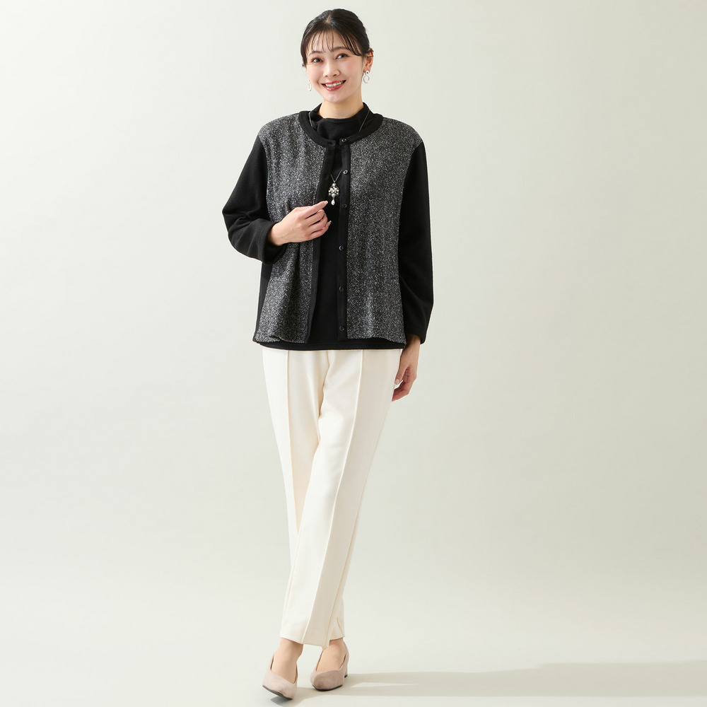 【洗える・日本製・3L/4Lサイズあり】起毛ジャカードカーディガン5