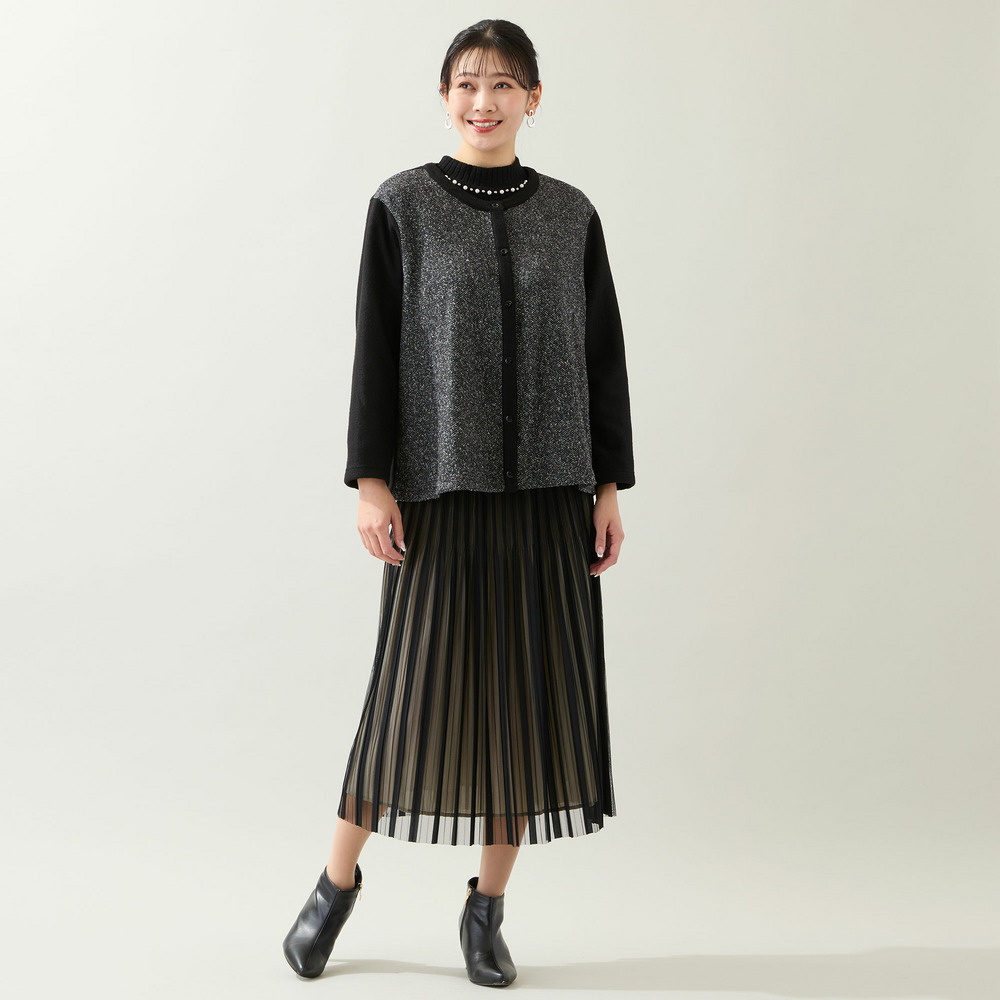 【洗える・日本製・3L/4Lサイズあり】起毛ジャカードカーディガン8