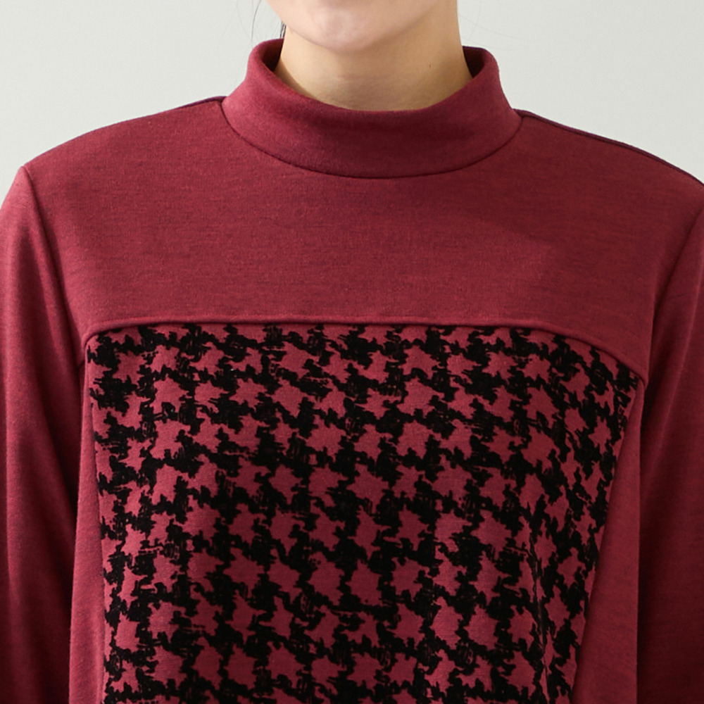 【洗える・日本製・3L/4Lサイズあり】千鳥柄フロッキーチュニック8