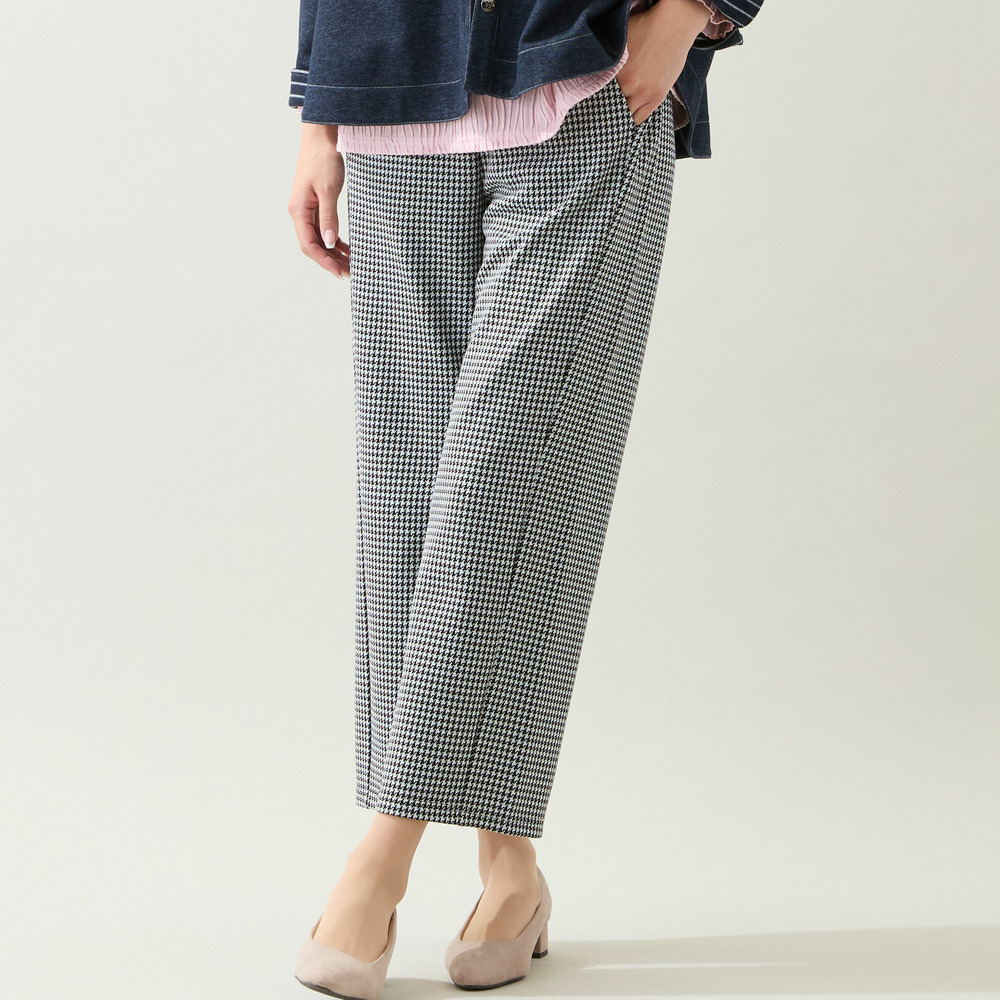 【洗える・日本製・3L/4Lサイズあり】千鳥柄イージーパンツ