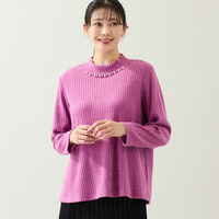 【洗える・3L/4Lサイズあり】ビジューモチーフつきカットソー