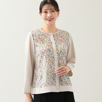 【洗える・アンサンブル可・L～4Lサイズ】ボタニカル柄カーディガン