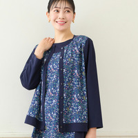 【洗える・アンサンブル可・L～4Lサイズ】ボタニカル柄カーディガン