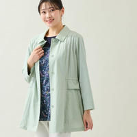 【洗える・L～4Lサイズ】ストレッチストライプコート