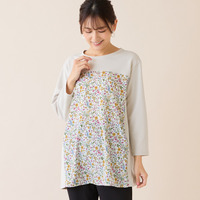 【洗える・アンサンブル可・L～4Lサイズ】ボタニカル柄カットソー