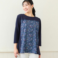 【洗える・アンサンブル可・L～4Lサイズ】ボタニカル柄カットソー