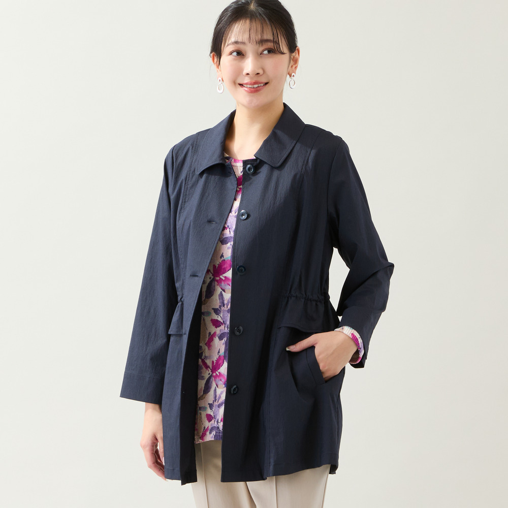 【洗える・日本製・L~3Lサイズ】テレコニットリーフ柄カットソー6