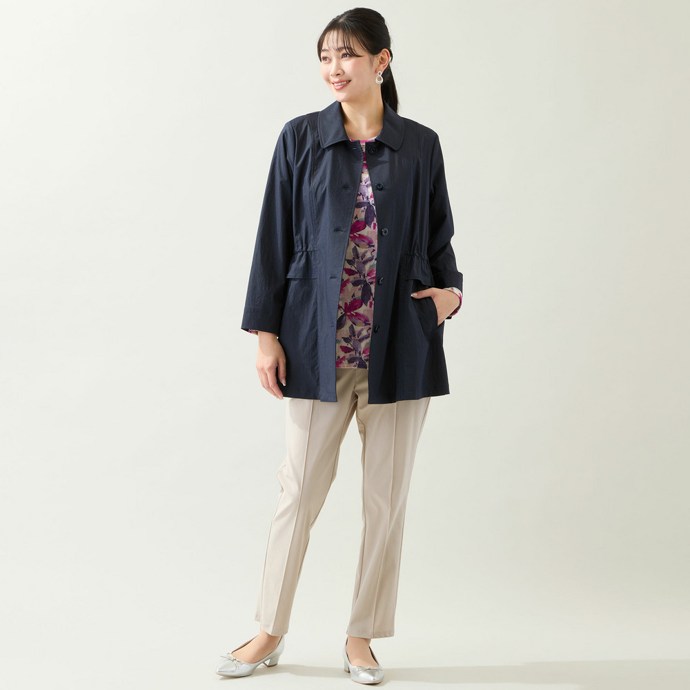 【洗える・日本製・L~3Lサイズ】テレコニットリーフ柄カットソー7