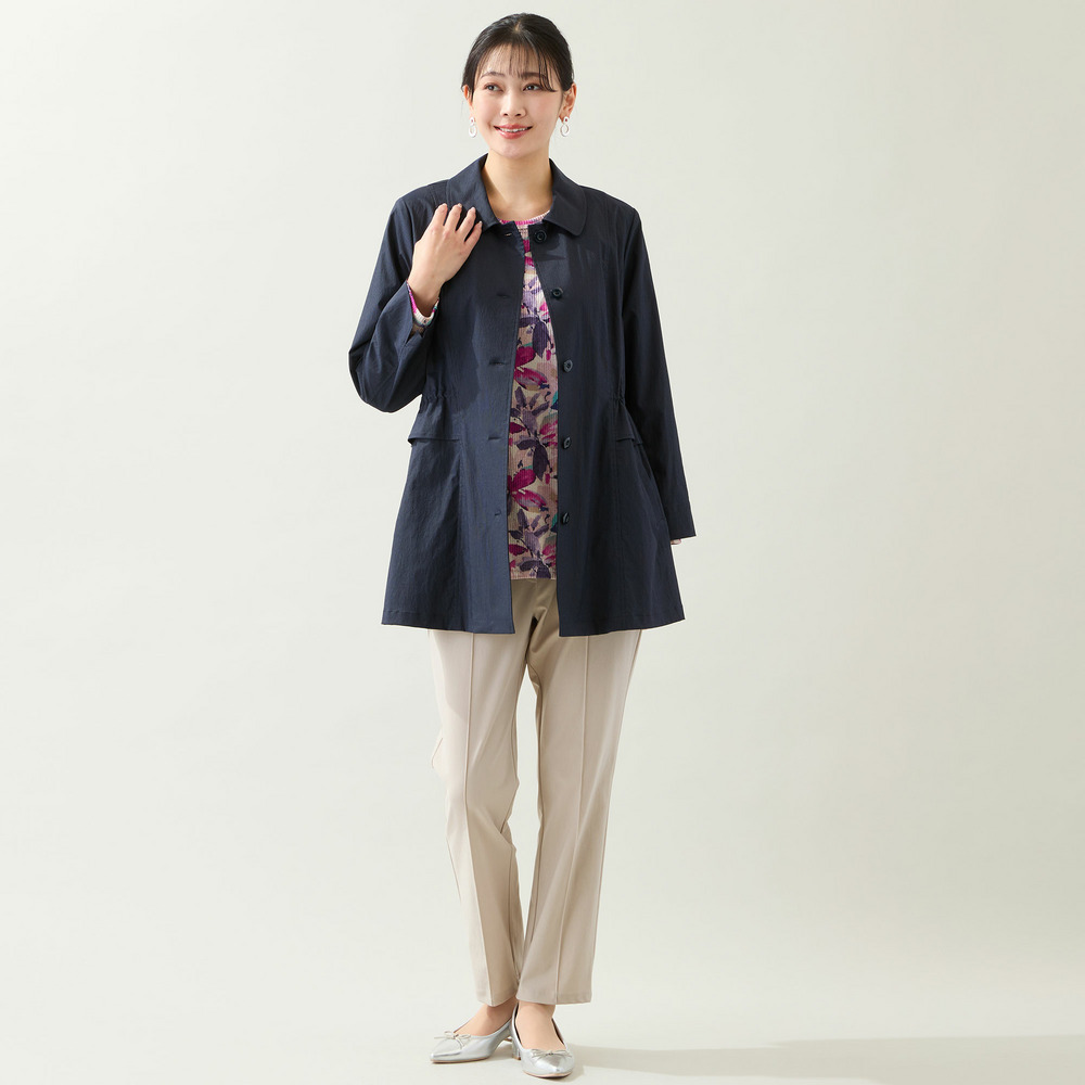 【洗える・日本製・L~3Lサイズ】テレコニットリーフ柄カットソー8