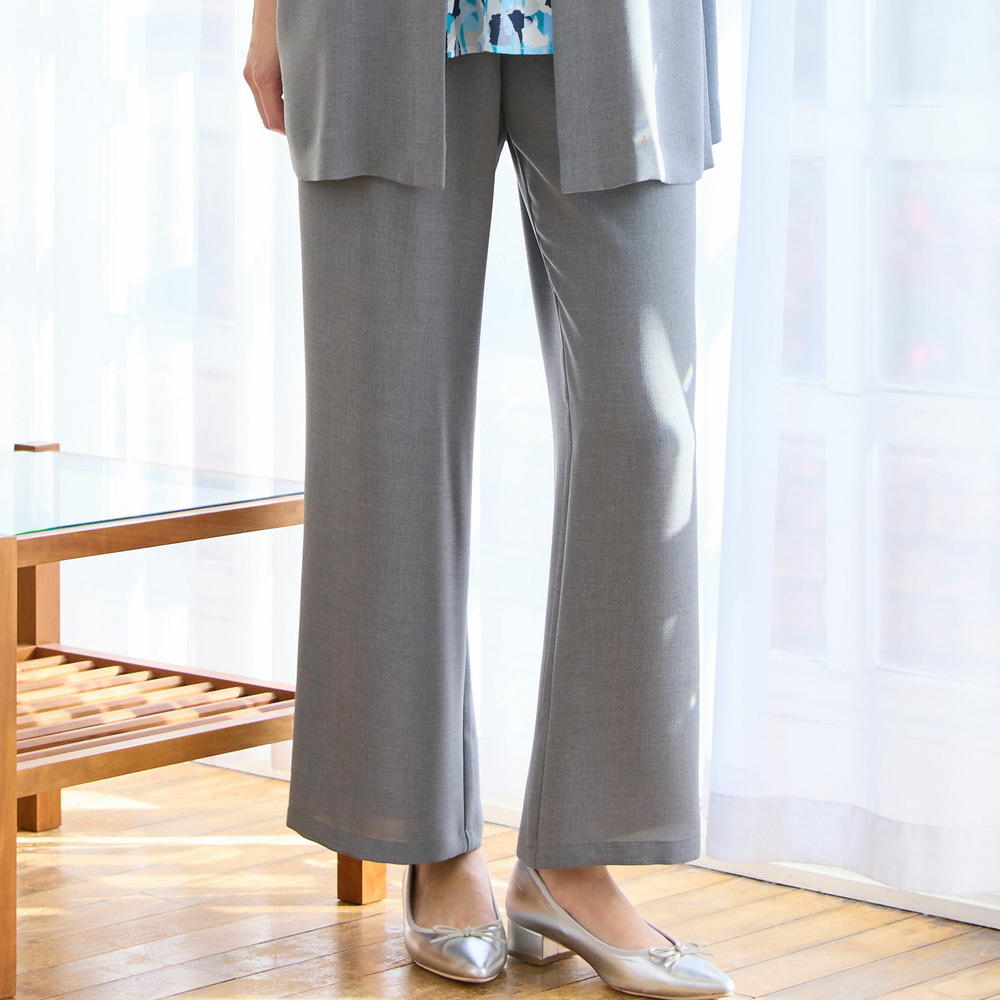 【洗える・セットアップ可・L～4Lサイズ】ウエストリボンイージーワイドパンツ