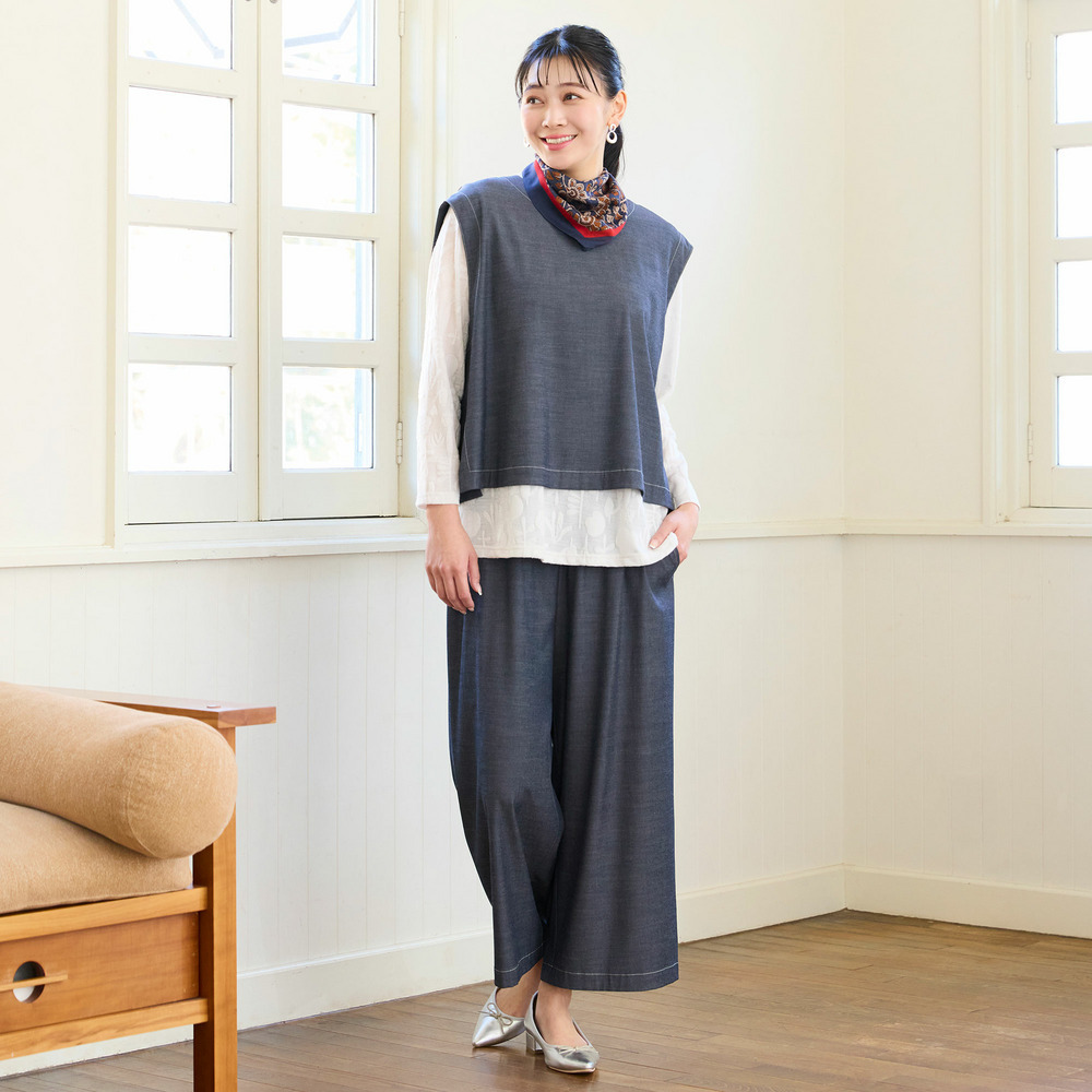 【洗える・セットアップ可・L~4Lサイズ】ハニカムデニムパンツ16