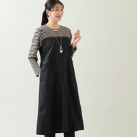 【洗える・体型カバー・L～4Lサイズ】ドッキングワンピース（ボーダー）