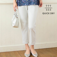 【洗える・すぐ乾く時短素材・L~4Lサイズ】裾スリットスリムパンツ