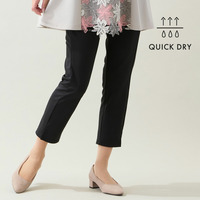 【洗える・すぐ乾く時短素材・L～4Lサイズ】裾スリットスリムパンツ