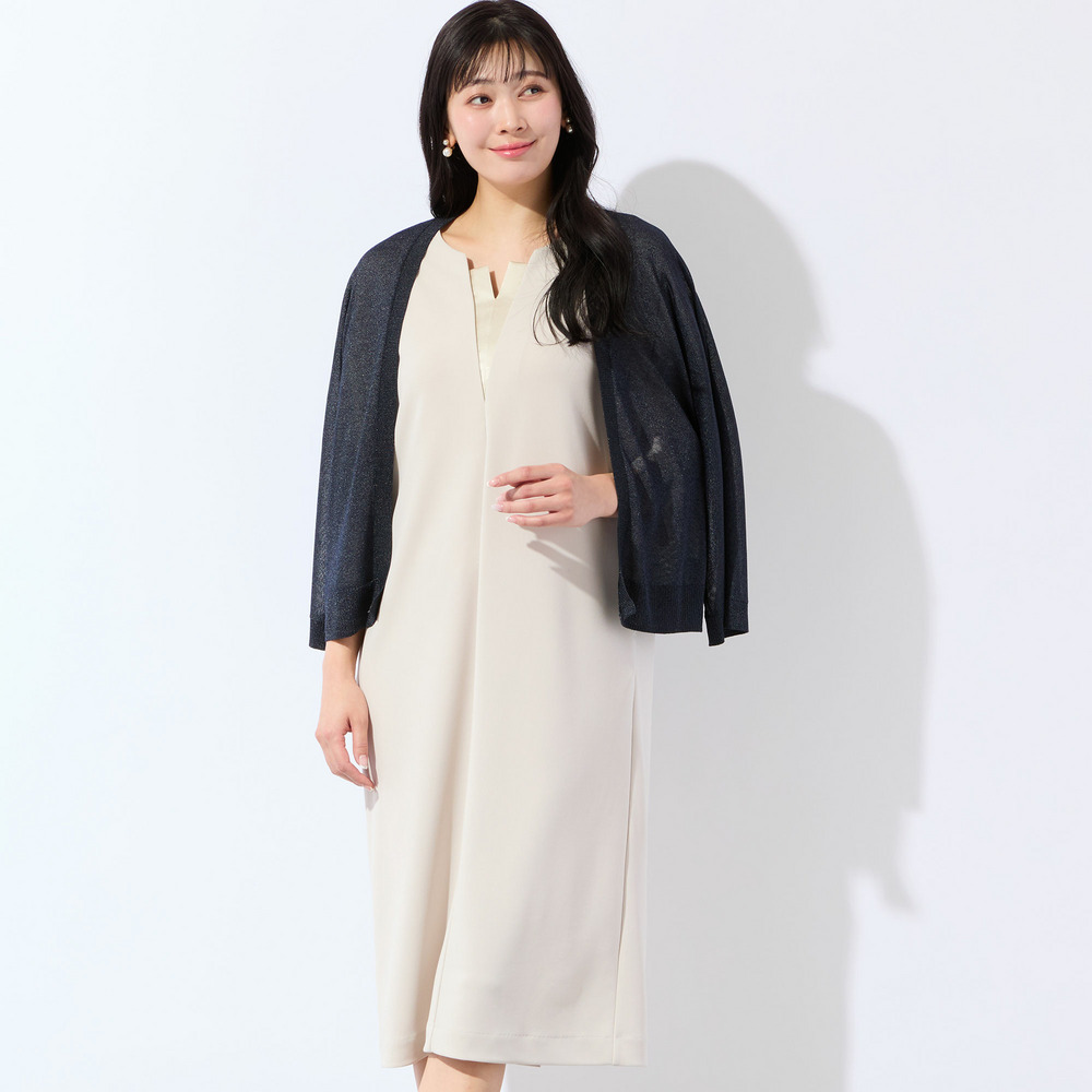 【洗える・着映え・3Lサイズあり】キーネックコクーンワンピース