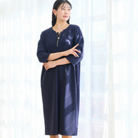 【洗える・着映え・3Lサイズあり】キーネックコクーンワンピース