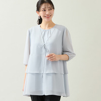 【洗える・セットアップ可・L～4Lサイズ】ジョーゼットティアードジレ