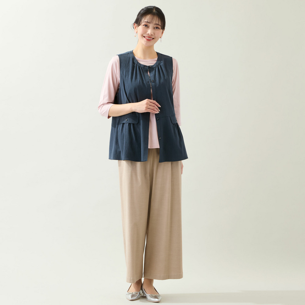 【洗える・接触冷感・L~4Lサイズ】Soalonペプラムベスト10