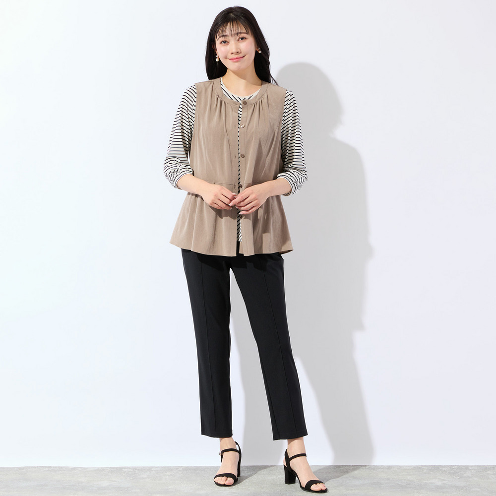 【洗える・接触冷感・L~4Lサイズ】Soalonペプラムベスト3