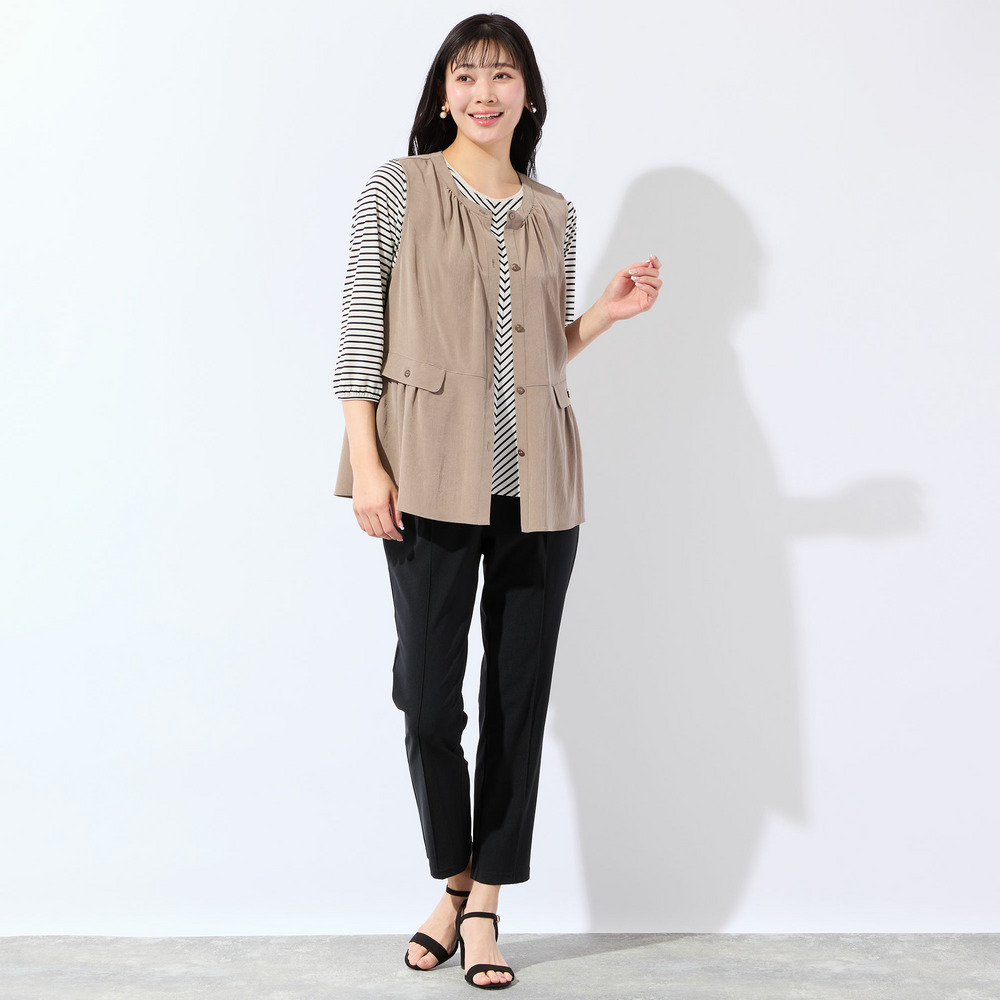 【洗える・接触冷感・L~4Lサイズ】Soalonペプラムベスト4