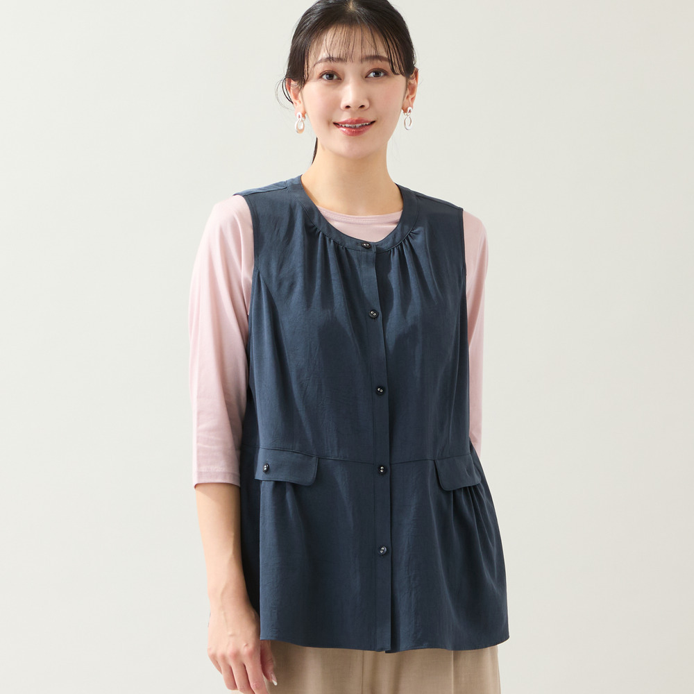 【洗える・接触冷感・L~4Lサイズ】Soalonペプラムベスト6