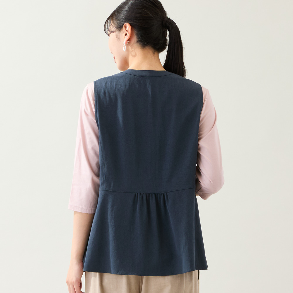 【洗える・接触冷感・L~4Lサイズ】Soalonペプラムベスト7