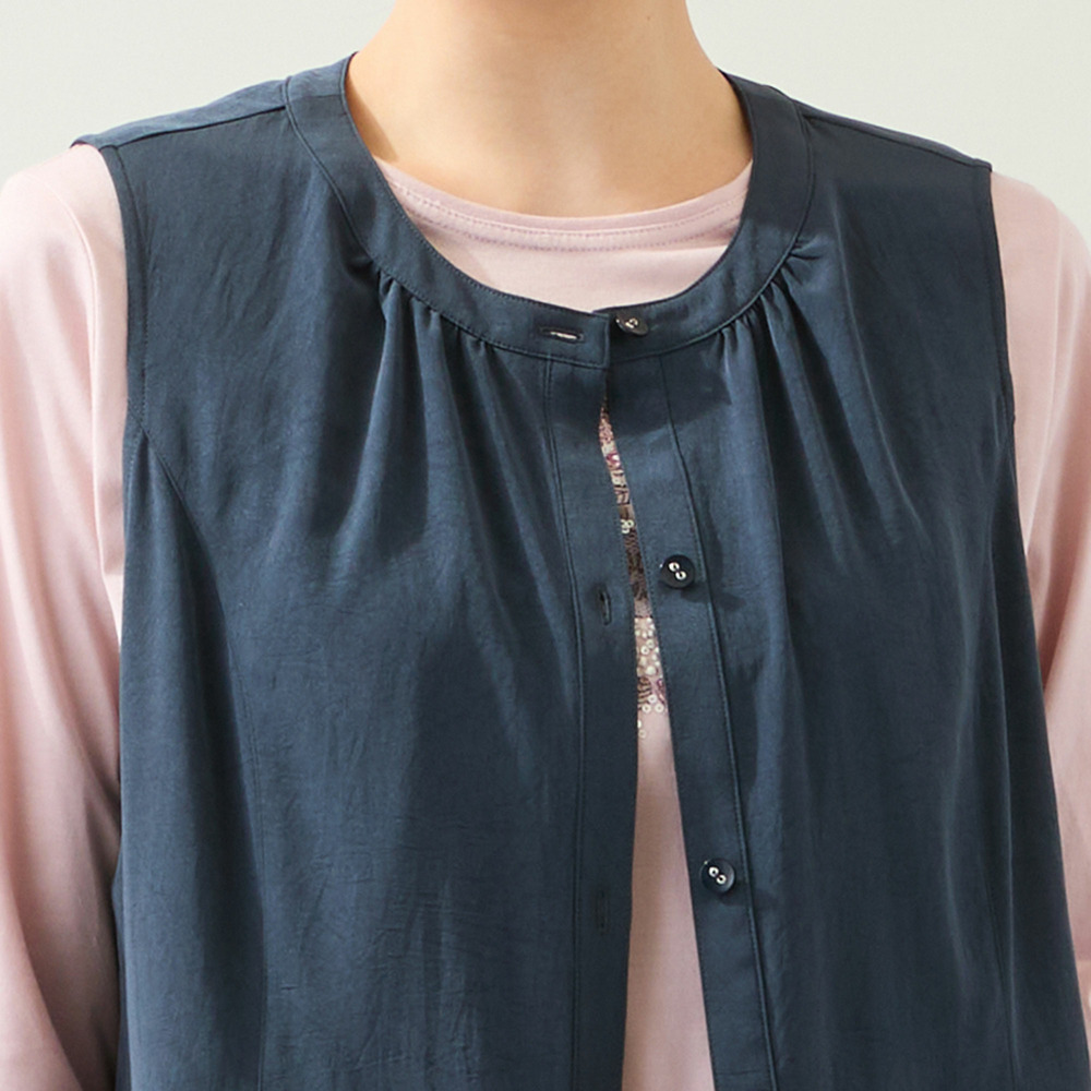 【洗える・接触冷感・L~4Lサイズ】Soalonペプラムベスト8