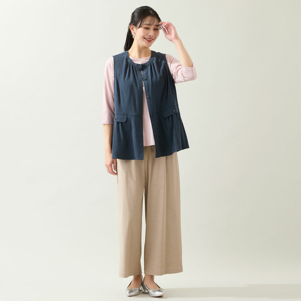 【洗える・接触冷感・L~4Lサイズ】Soalonペプラムベスト9