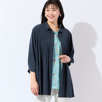 【洗える・接触冷感・L～4Lサイズ】Soalonピンタックシャツ