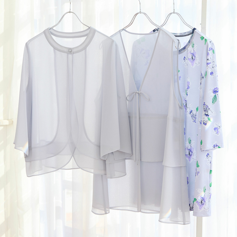 【洗える・日本製・L~4Lサイズ】フラワーフレアチュニック10