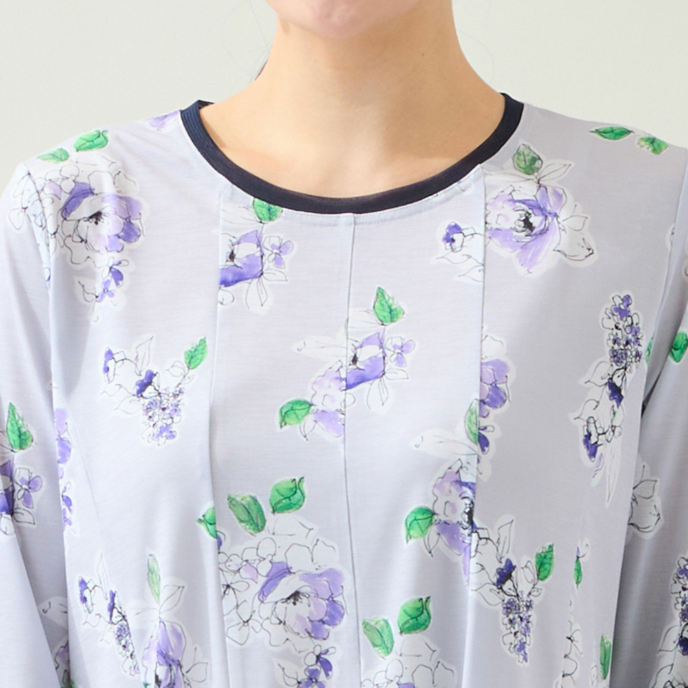 【洗える・日本製・L~4Lサイズ】フラワーフレアチュニック3