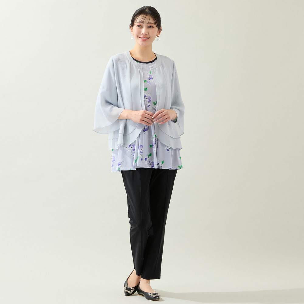 【洗える・日本製・L~4Lサイズ】フラワーフレアチュニック8